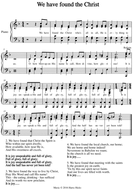 Free Sheet Music We Have Found The Christ A New Tune To A Wonderful Old Hymn