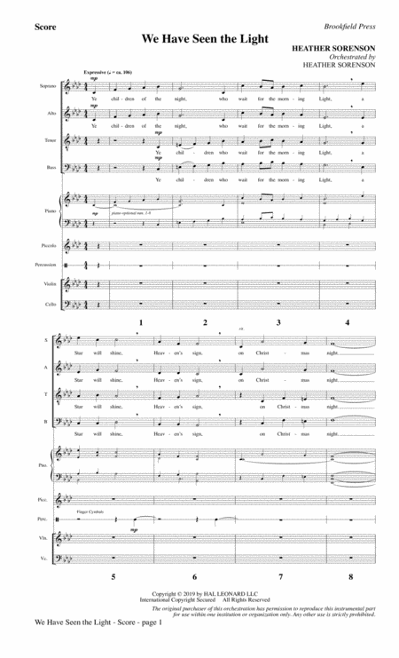 Free Sheet Music We Have Seen The Light Full Score