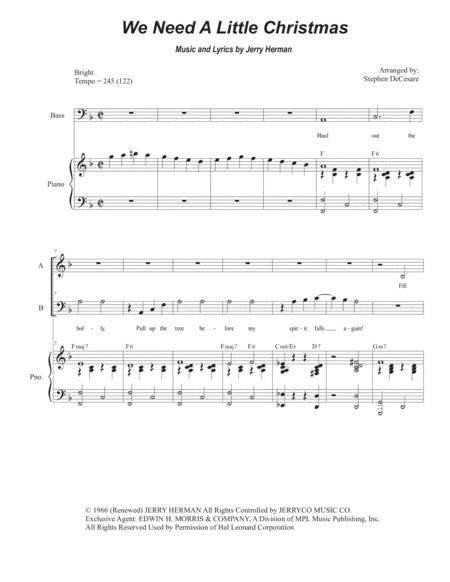 We Need A Little Christmas Vocal Trio Sab Sheet Music