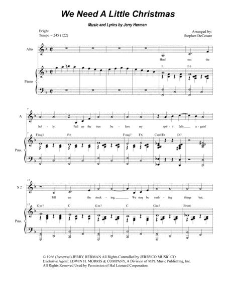 We Need A Little Christmas Vocal Trio Ssa Sheet Music