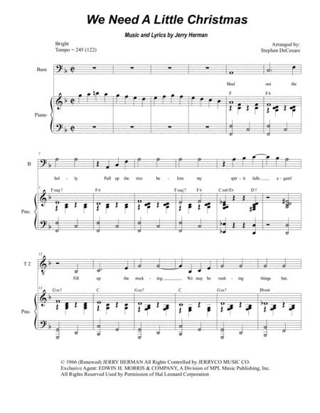 We Need A Little Christmas Vocal Trio Ttb Sheet Music