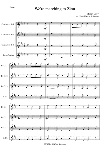 We Re Marching To Zion For Clarinet Quartet Sheet Music