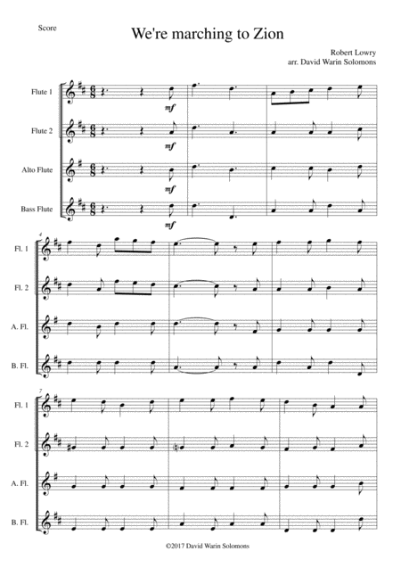 Free Sheet Music We Re Marching To Zion For Flute Quartet