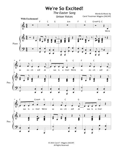 Free Sheet Music We Re So Excited The Easter Song