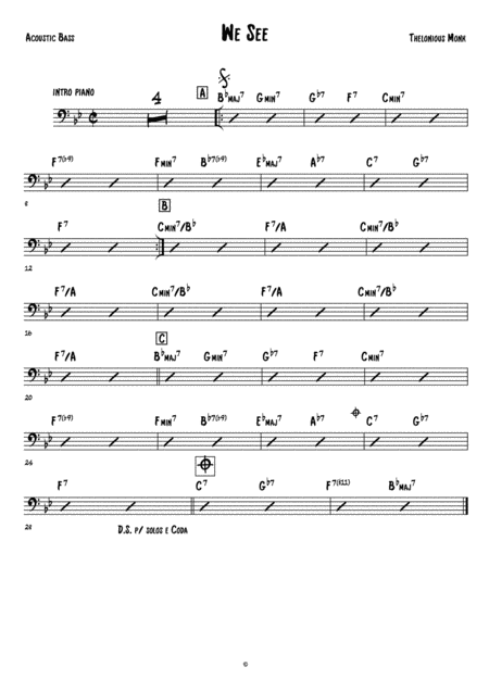 Free Sheet Music We See Acoustic Bass