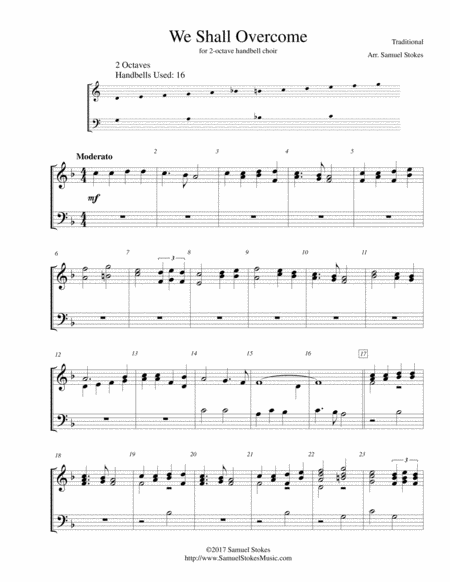 We Shall Overcome For 2 Octave Handbell Choir Sheet Music