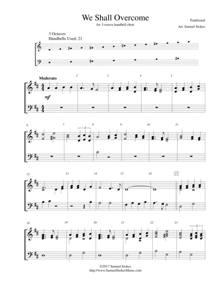 We Shall Overcome For 3 Octave Handbell Choir Sheet Music