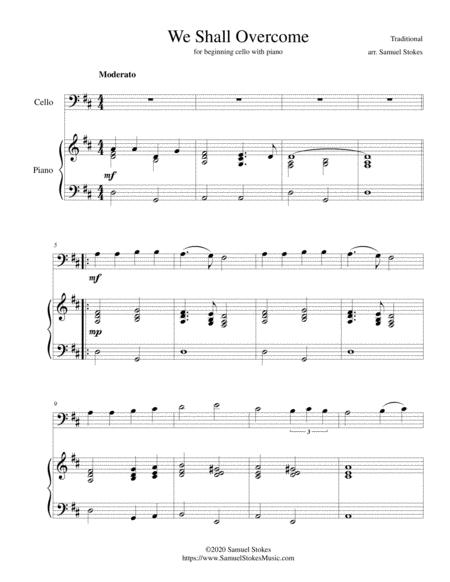 Free Sheet Music We Shall Overcome For Beginning Cello With Optional Piano Accompaniment