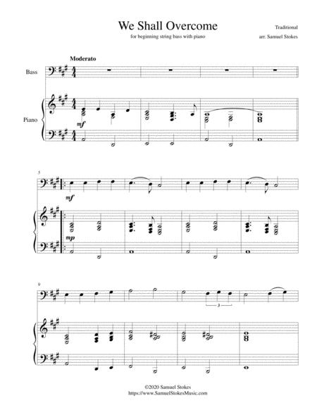 Free Sheet Music We Shall Overcome For Beginning String Bass With Optional Piano Accompaniment