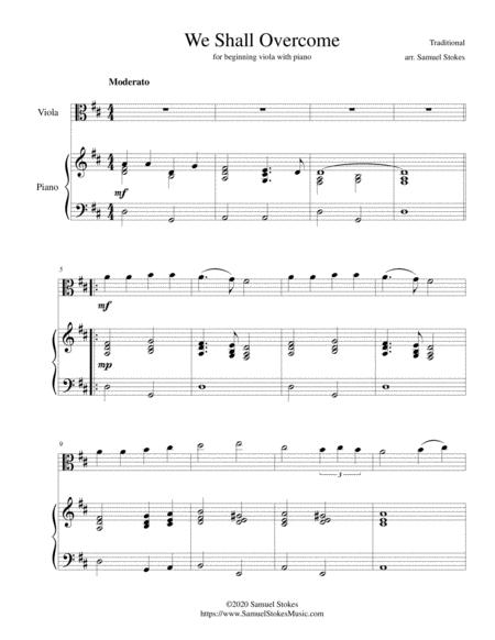 We Shall Overcome For Beginning Viola With Optional Piano Accompaniment Sheet Music