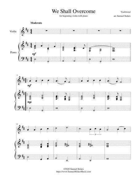 We Shall Overcome For Beginning Violin With Optional Piano Accompaniment Sheet Music