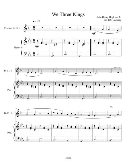 We Three Kings Clarinet Solo With Optional Piano Accompaniment Sheet Music