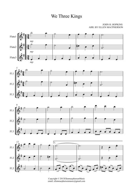 We Three Kings Flute Trio Sheet Music