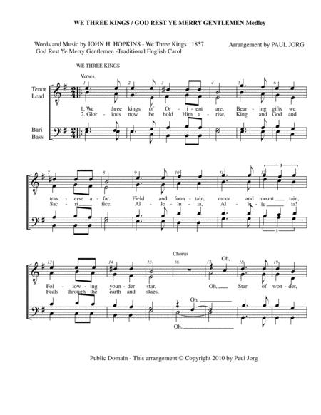 Free Sheet Music We Three Kings God Rest Ye Merry Medley