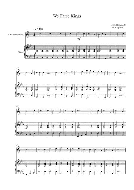 Free Sheet Music We Three Kings John Henry Hopkins Jr For Alto Saxophone Piano