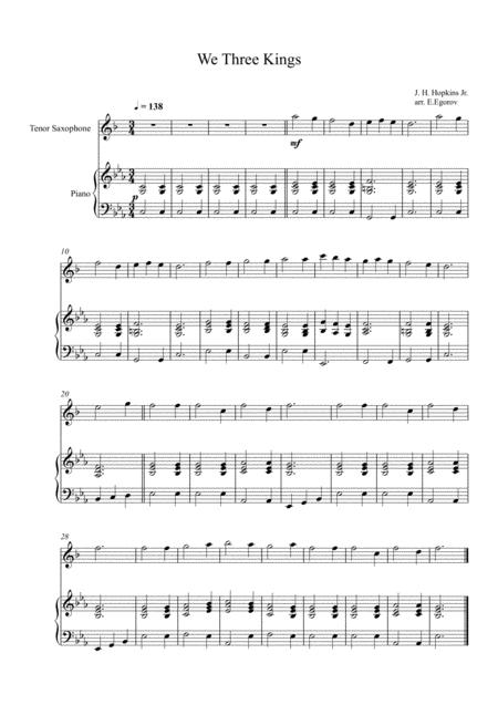We Three Kings John Henry Hopkins Jr For Tenor Saxophone Piano Sheet Music