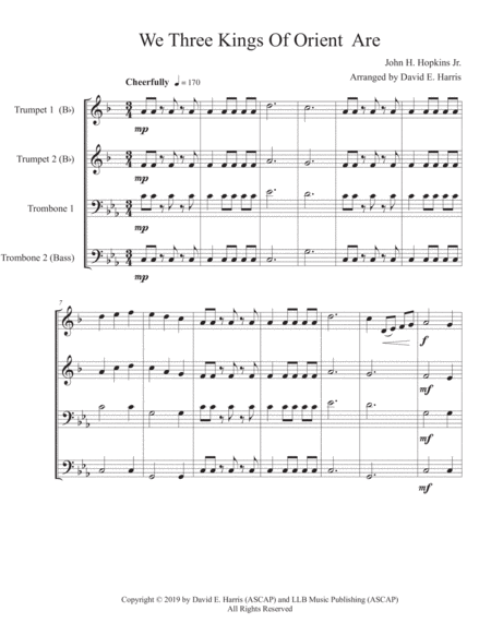 We Three Kings Of Orient Are Brass Quartet Sheet Music