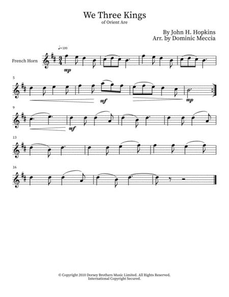 We Three Kings Of Orient Are French Horn English Horn Sheet Music