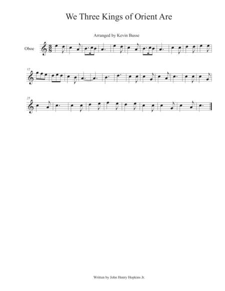 Free Sheet Music We Three Kings Of Orient Are Oboe