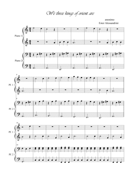 Free Sheet Music We Three Kings Of Orient Area 4 Hands