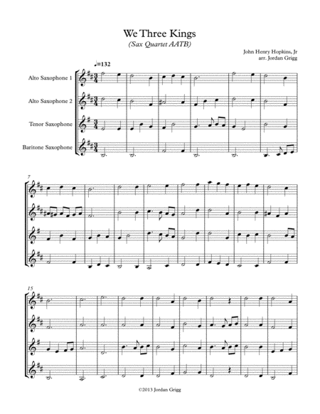 Free Sheet Music We Three Kings Sax Quartet Aatb