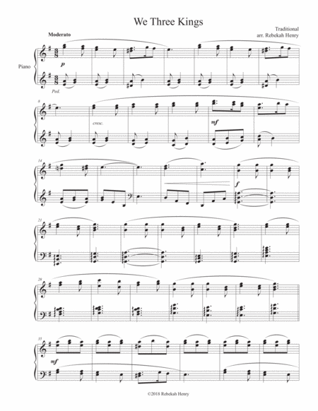 Free Sheet Music We Three Kings Solo Piano