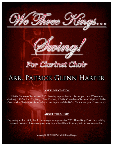 Free Sheet Music We Three Kings Swing For Clarinet Choir