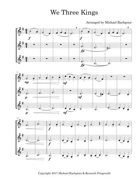 We Three Kings Trumpet Trio Sheet Music