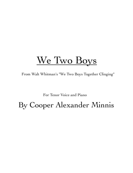 Free Sheet Music We Two Boys