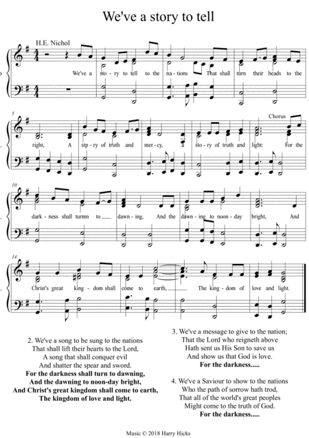 We Ve A Story To Tell A New Tune To A Wonderful Old Hymn Sheet Music