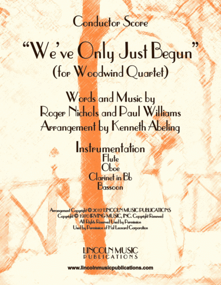 Free Sheet Music We Ve Only Just Begun For Woodwind Quartet
