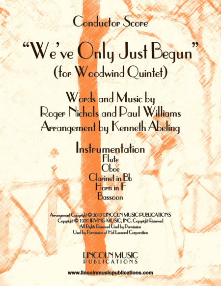 Free Sheet Music We Ve Only Just Begun For Woodwind Quintet