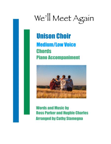 We Will Meet Again Unison Choir Medium Low Voice Chords Piano Accompaniment Sheet Music