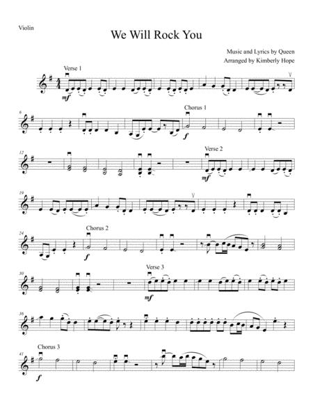 We Will Rock You By Queen Early Intermediate Violin Solo Sheet Music