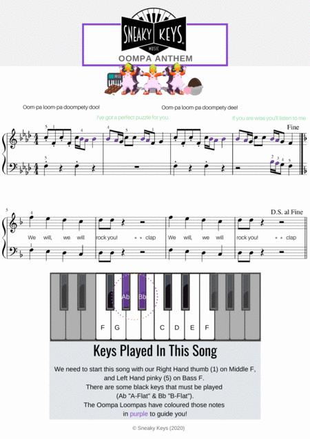 Free Sheet Music We Will Rock You X Oompa Loompa Mashup