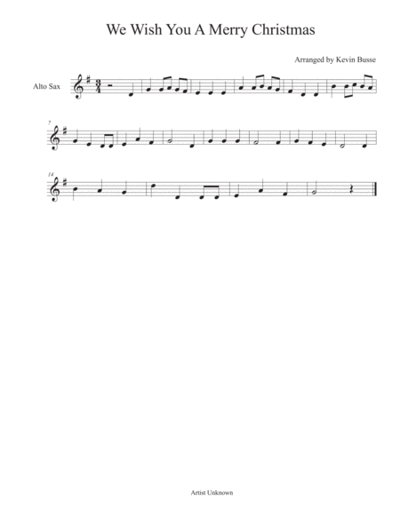 We Wish You A Merry Christmas Alto Sax Sheet Music