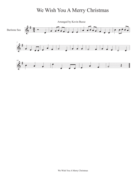 We Wish You A Merry Christmas Bari Sax Sheet Music