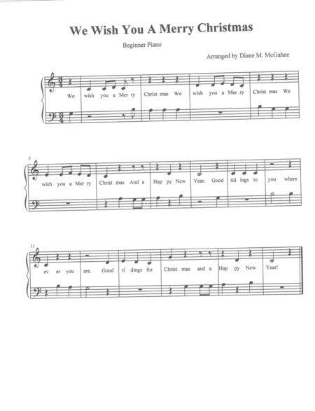 Free Sheet Music We Wish You A Merry Christmas Beginner Piano