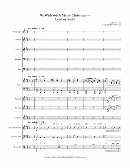 We Wish You A Merry Christmas Cowboy Style Sheet Music