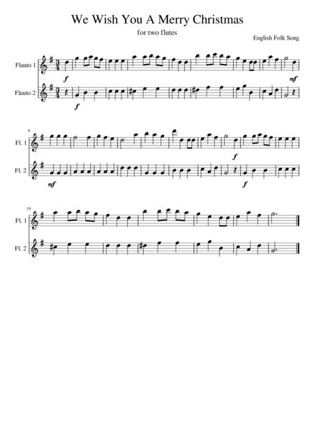 We Wish You A Merry Christmas Easy Flute Duet Sheet Music