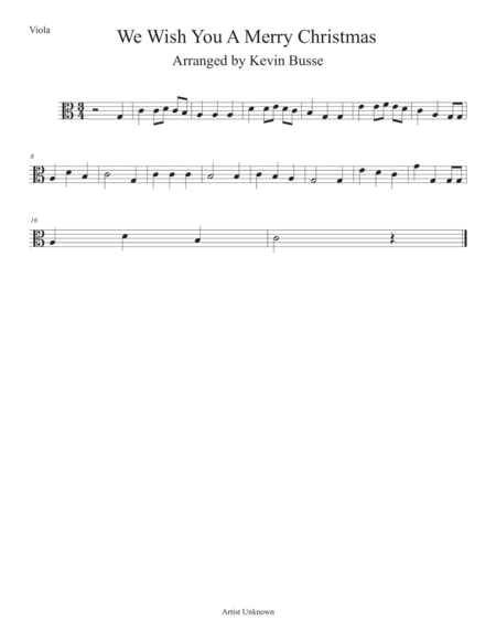 Free Sheet Music We Wish You A Merry Christmas Easy Key Of C Viola