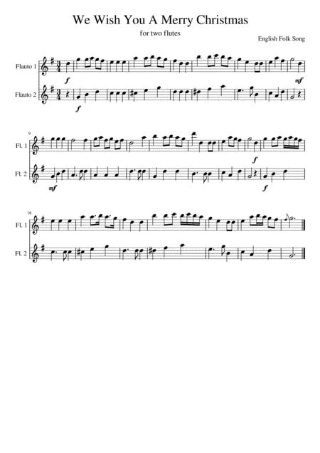 We Wish You A Merry Christmas Flute Duet Sheet Music