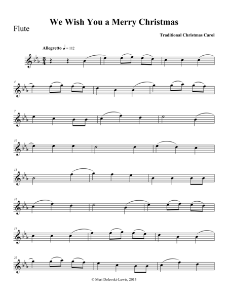 We Wish You A Merry Christmas Flute Piano Sheet Music