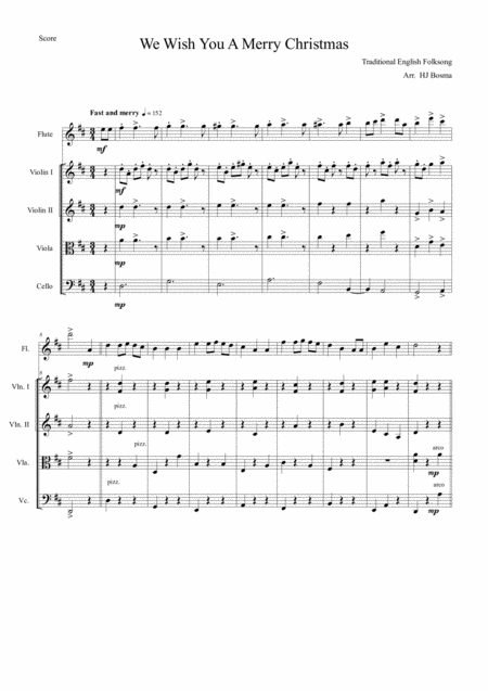 Free Sheet Music We Wish You A Merry Christmas Flute String Quartet