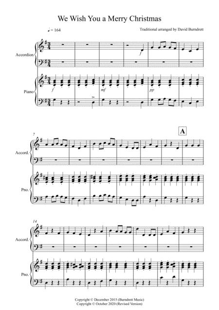 Free Sheet Music We Wish You A Merry Christmas For Accordion And Piano