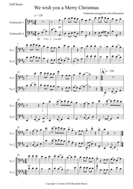 Free Sheet Music We Wish You A Merry Christmas For Cello Duet