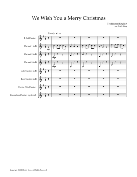 Free Sheet Music We Wish You A Merry Christmas For Clarinet Choir