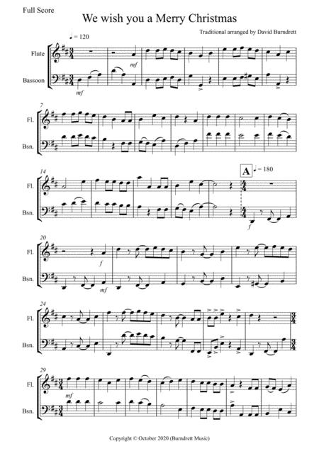 Free Sheet Music We Wish You A Merry Christmas For Flute And Bassoon Duet