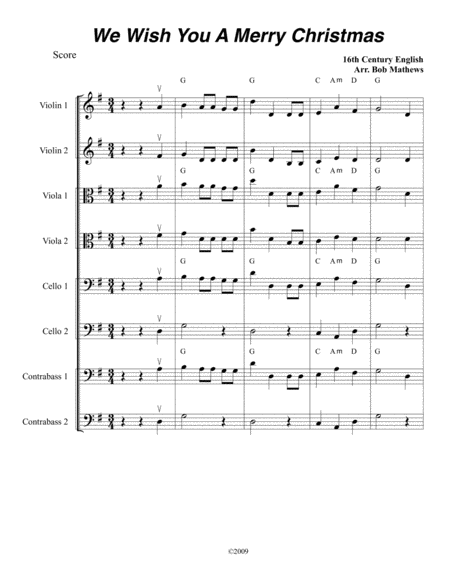 Free Sheet Music We Wish You A Merry Christmas For Strings