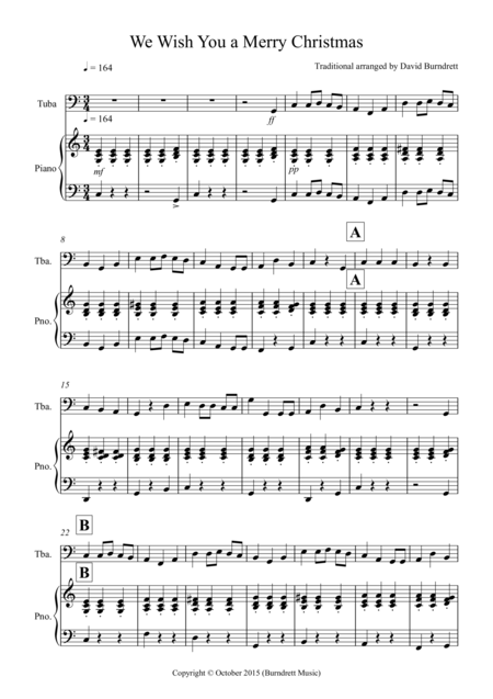 Free Sheet Music We Wish You A Merry Christmas For Tuba And Piano